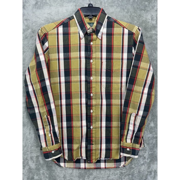 Gitman Bros Vintage Men's Shirt Medium Multicolor Plaid Heavy Cotton Made in USA